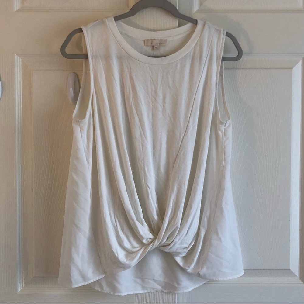White twist front tank top